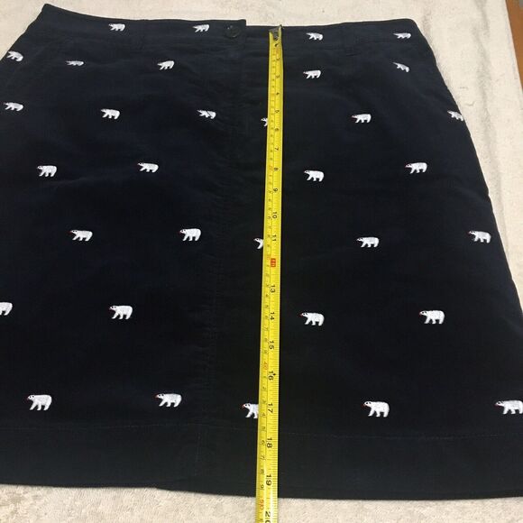 Talbots Women Skirt 10 Navy Blue Velvet Polar Bear Embroidered Knee Whimsical - Picture 10 of 14